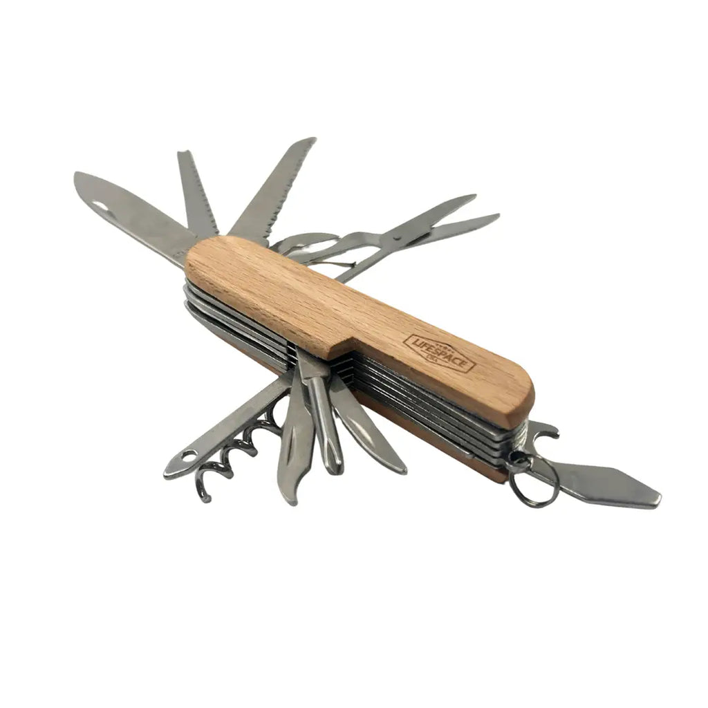 Personalized 11-in-1 Wood Handle Pocket Knife | Custom Engraved Multi Tool