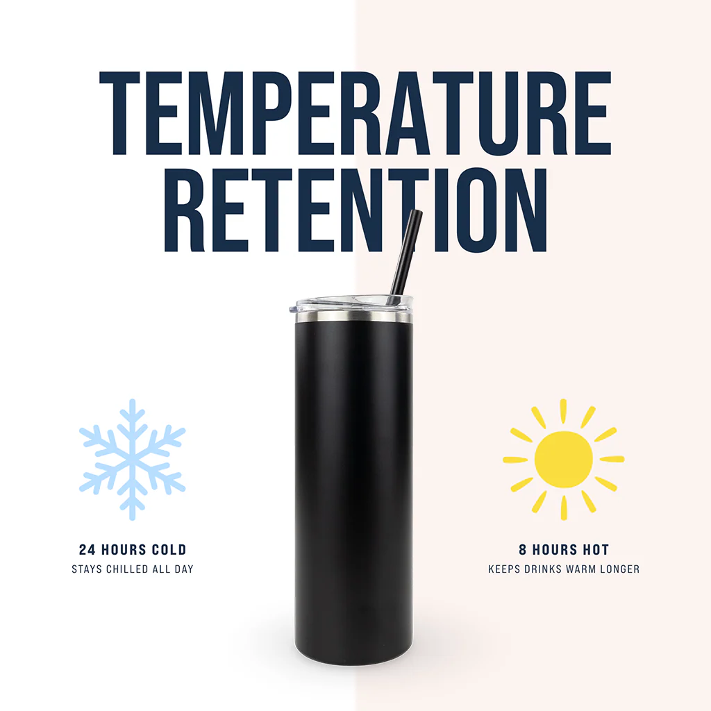 Personalized 20oz Powder Coated Skinny Tumbler | Custom Laser Engraved