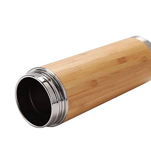 Personalized Bamboo Tumbler 15oz – Stainless Steel Engraved Bottle with Natural Bamboo Finish