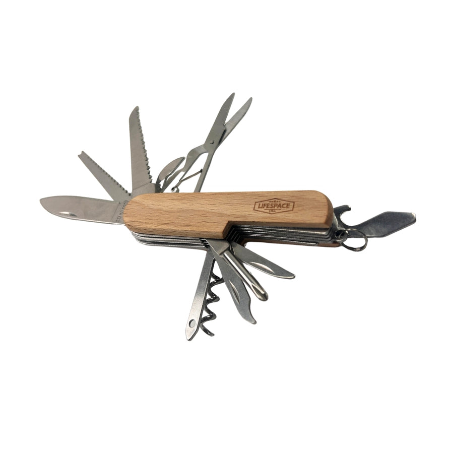 Personalized 11-in-1 Wood Handle Pocket Knife | Custom Engraved Multi Tool