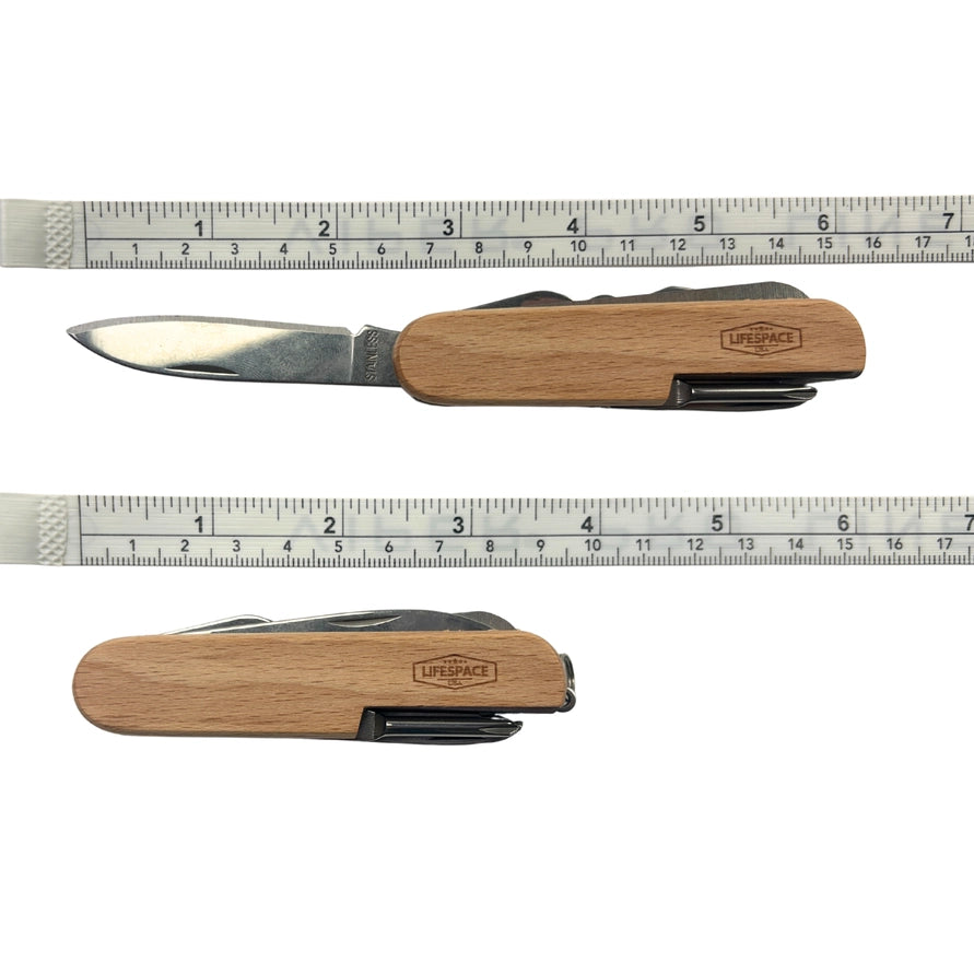 Personalized 11-in-1 Wood Handle Pocket Knife | Custom Engraved Multi Tool