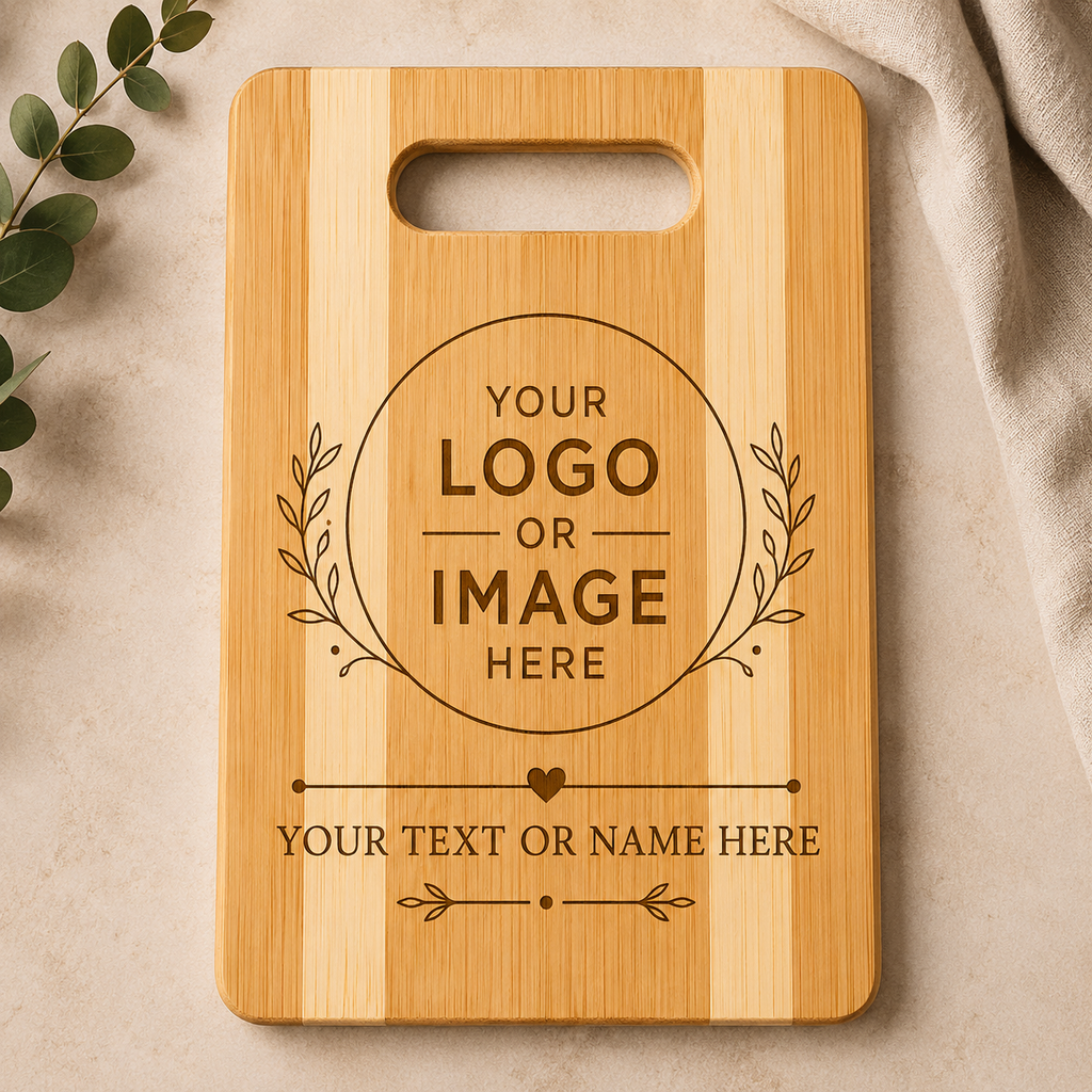 Personalized Bamboo Cutting Board with Handle (7.1" x 9.7") | Custom Engraved Gift