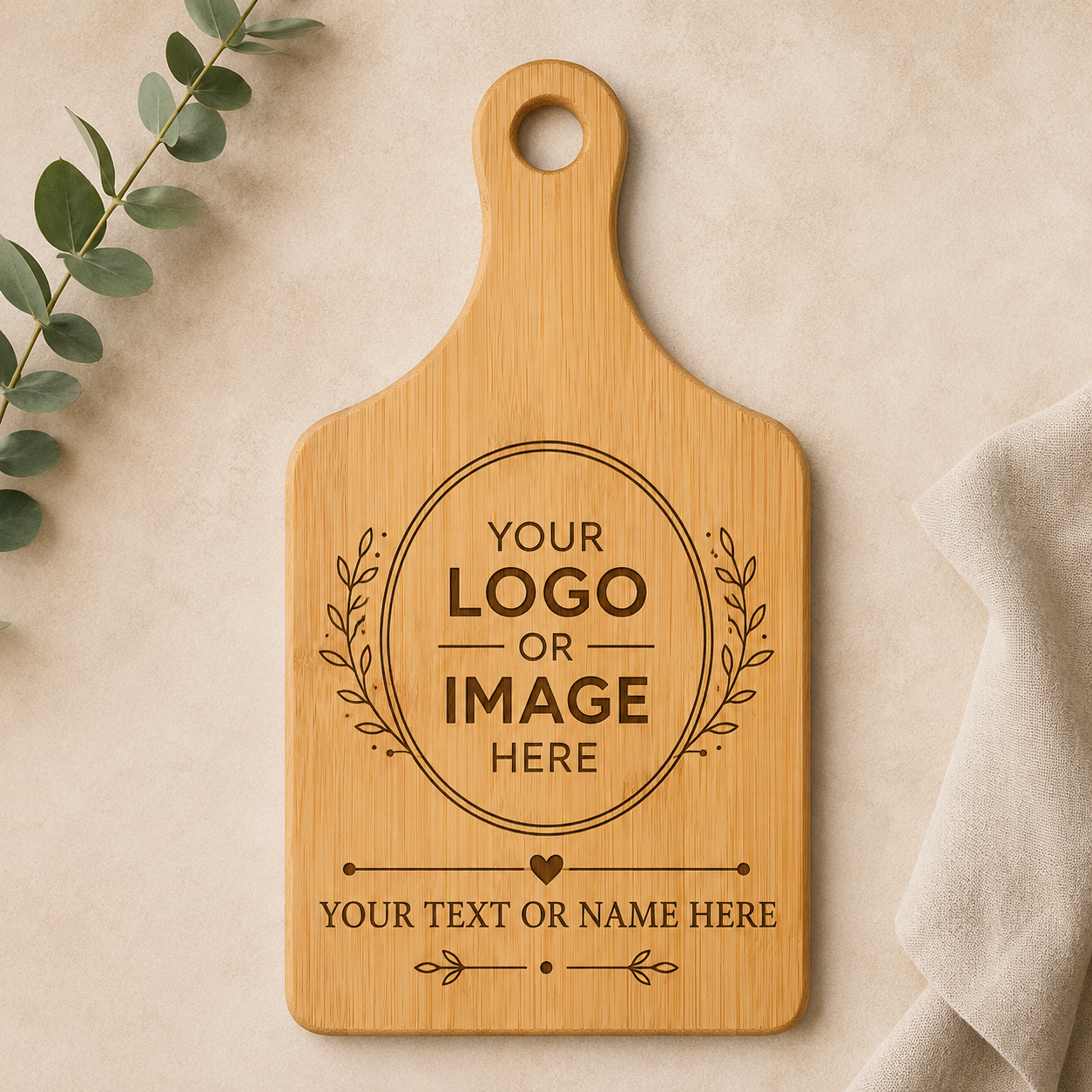 Personalized Bamboo Wine Bottle Cutting Board (13.5" x 7")| Custom Engraved Gift