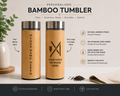Personalized Bamboo Tumbler 15oz – Stainless Steel Engraved Bottle with Natural Bamboo Finish