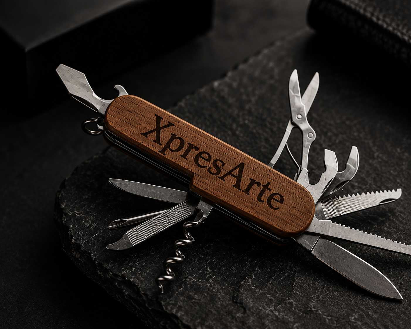 Personalized 11-in-1 Wood Handle Pocket Knife | Custom Engraved Multi Tool