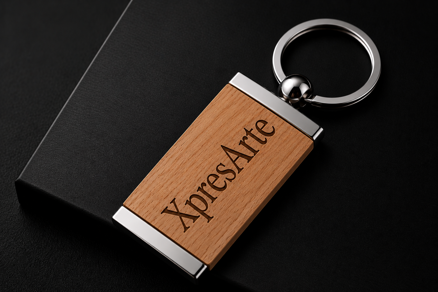 Personalized Wood & Metal Rectangle Keychain | Custom Engraved