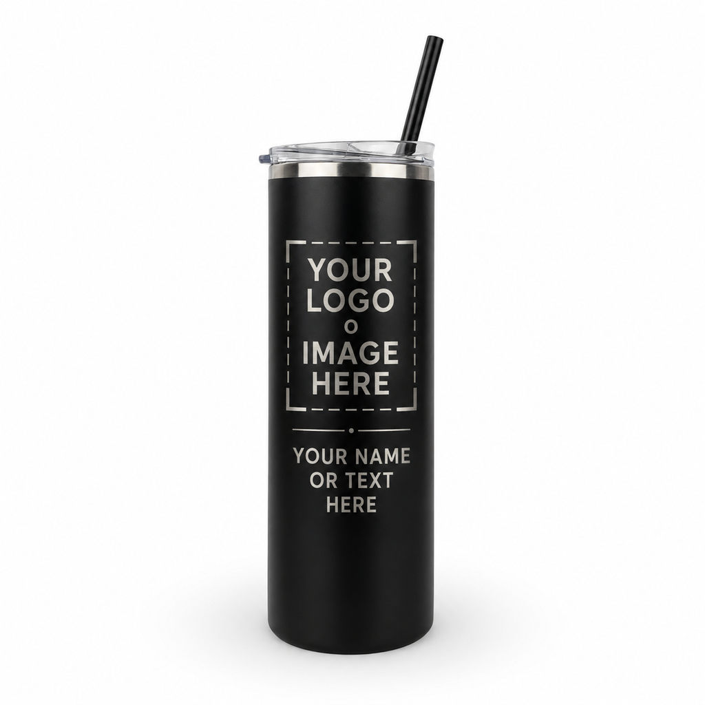 Personalized 20oz Powder Coated Skinny Tumbler | Custom Laser Engraved