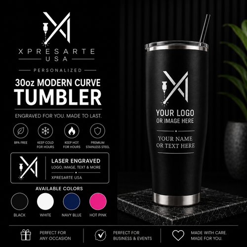 Personalized 30oz Modern Curve Tumbler | Custom Laser Engraved