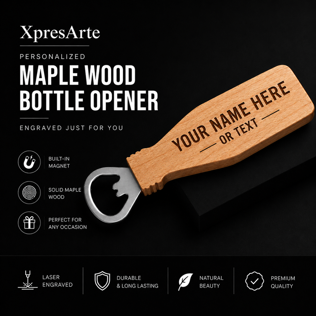 Personalized Maple Wood Bottle Opener | Custom Engraved Gift