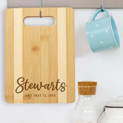 Personalized Bamboo Cutting Board with Handle (7.1" x 9.7") | Custom Engraved Gift